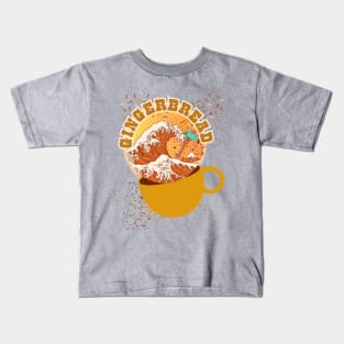 Gingerbread Spice. Cascadia Great Wave of Holiday Coffee Style Kids T-Shirt